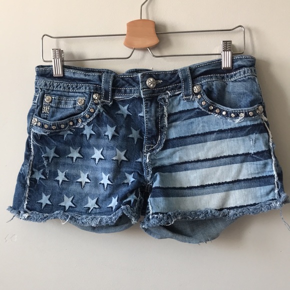 Miss Me Pants - Miss Me Jeans American Flag Distressed Denim Short